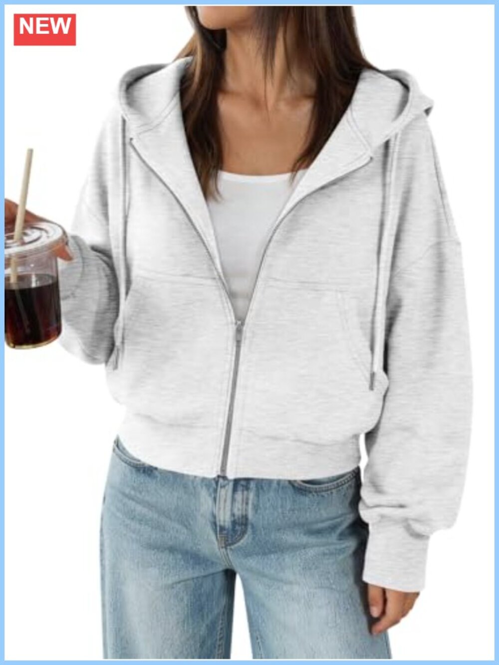 Women's Cropped Zip Up Hoodie Fleece Lined Full Zip Sweatshirt Fall